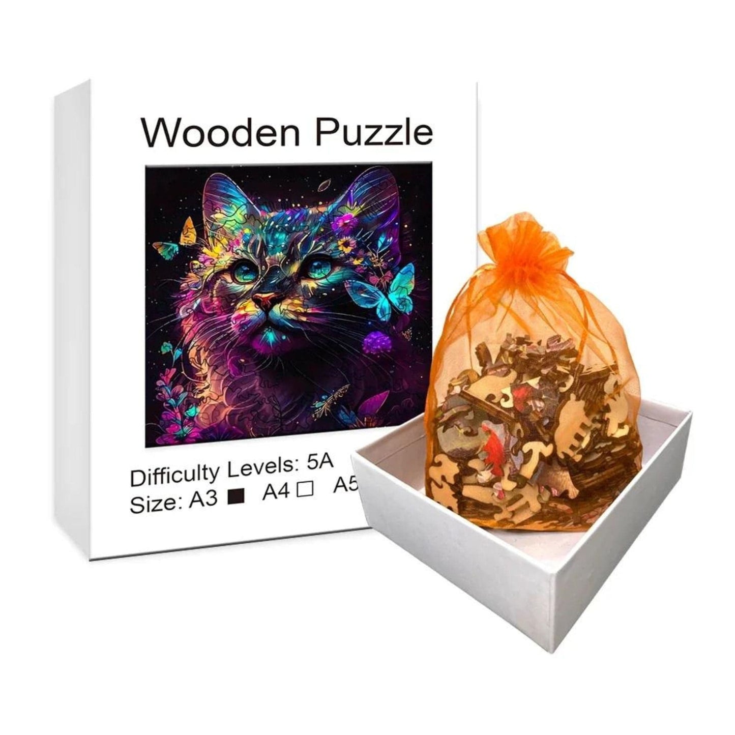 Puzzle 2D - Chat et Papillons | MindWood Wonders