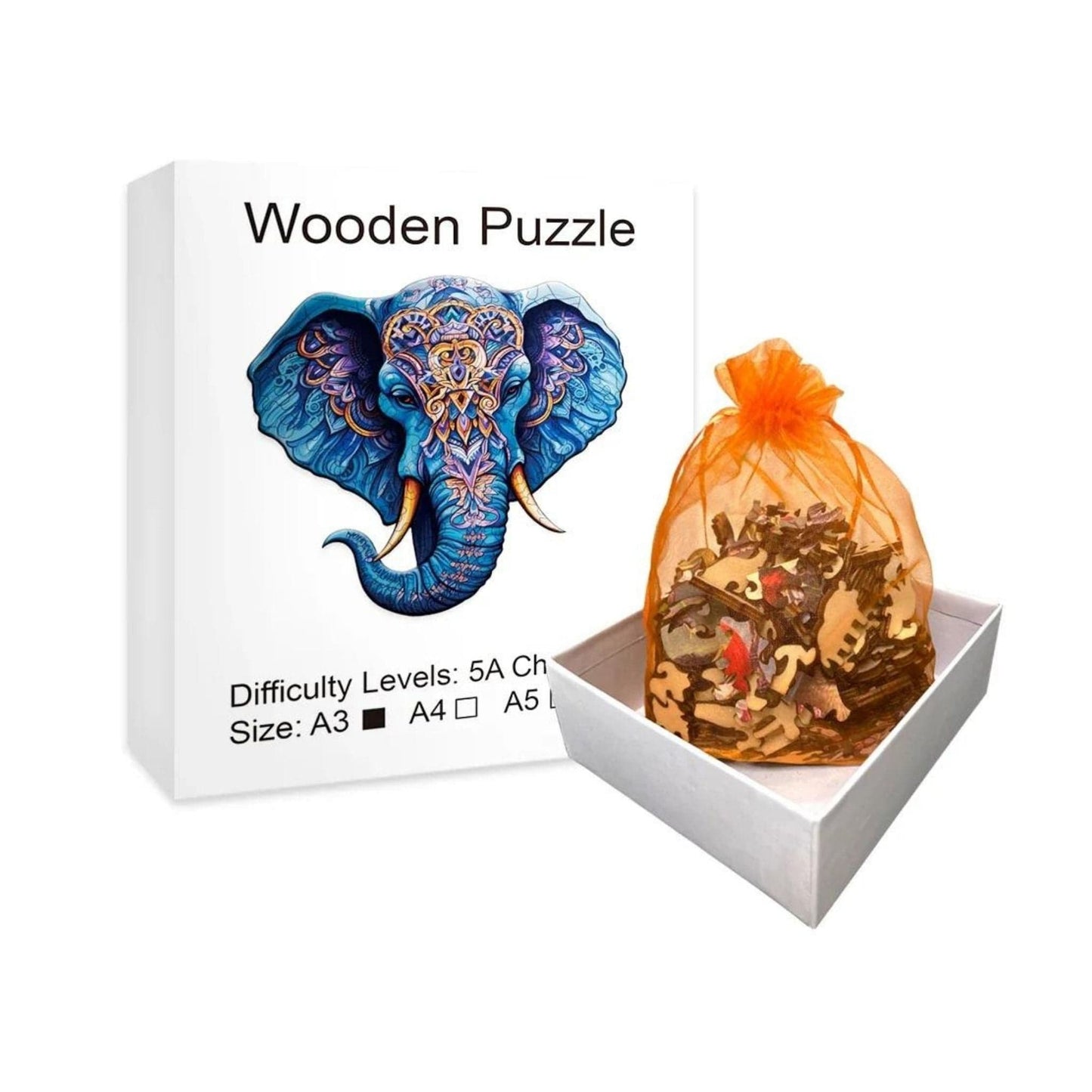 Puzzle 2D - L'Éléphant Majestueux | MindWood Wonders