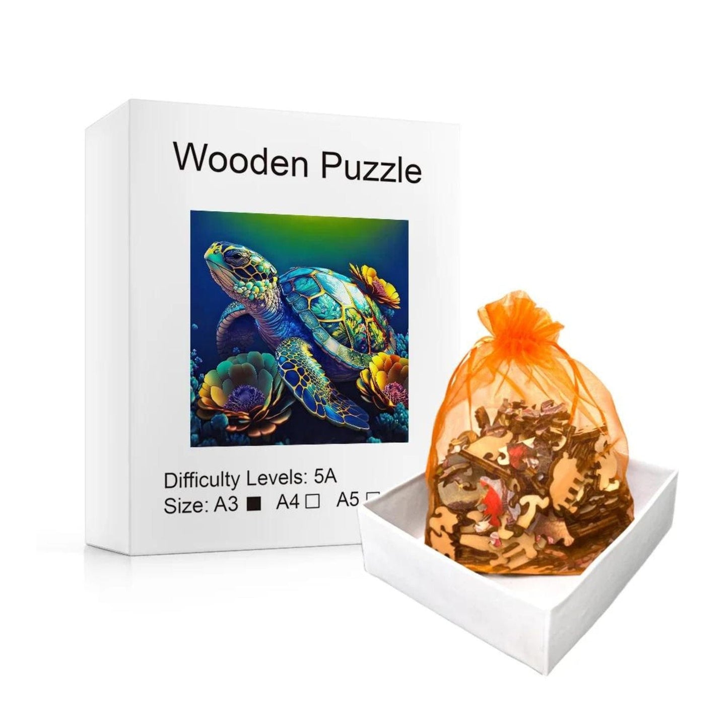 Puzzle 2D - La Tortue Festive | MindWood Wonders