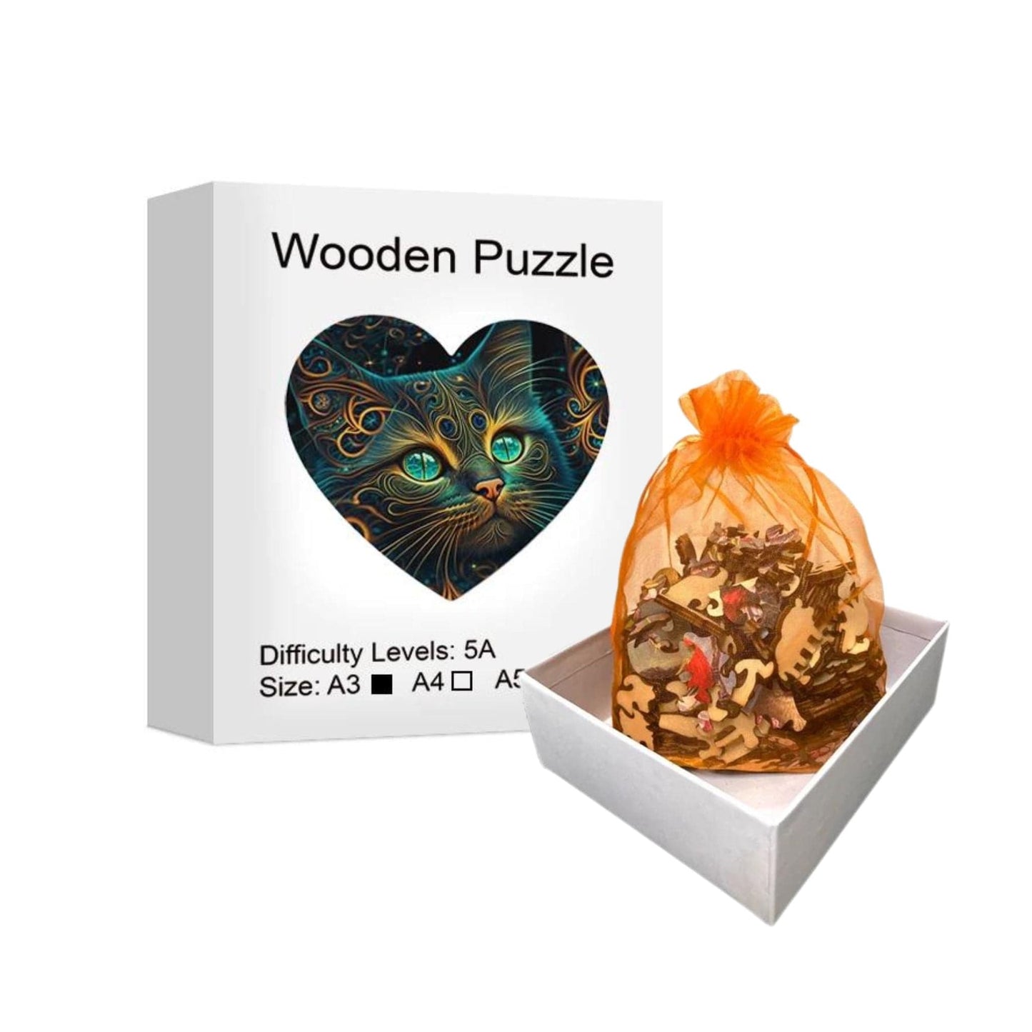 Puzzle 2D - Le Chat aux Yeux Verts | MindWood Wonders