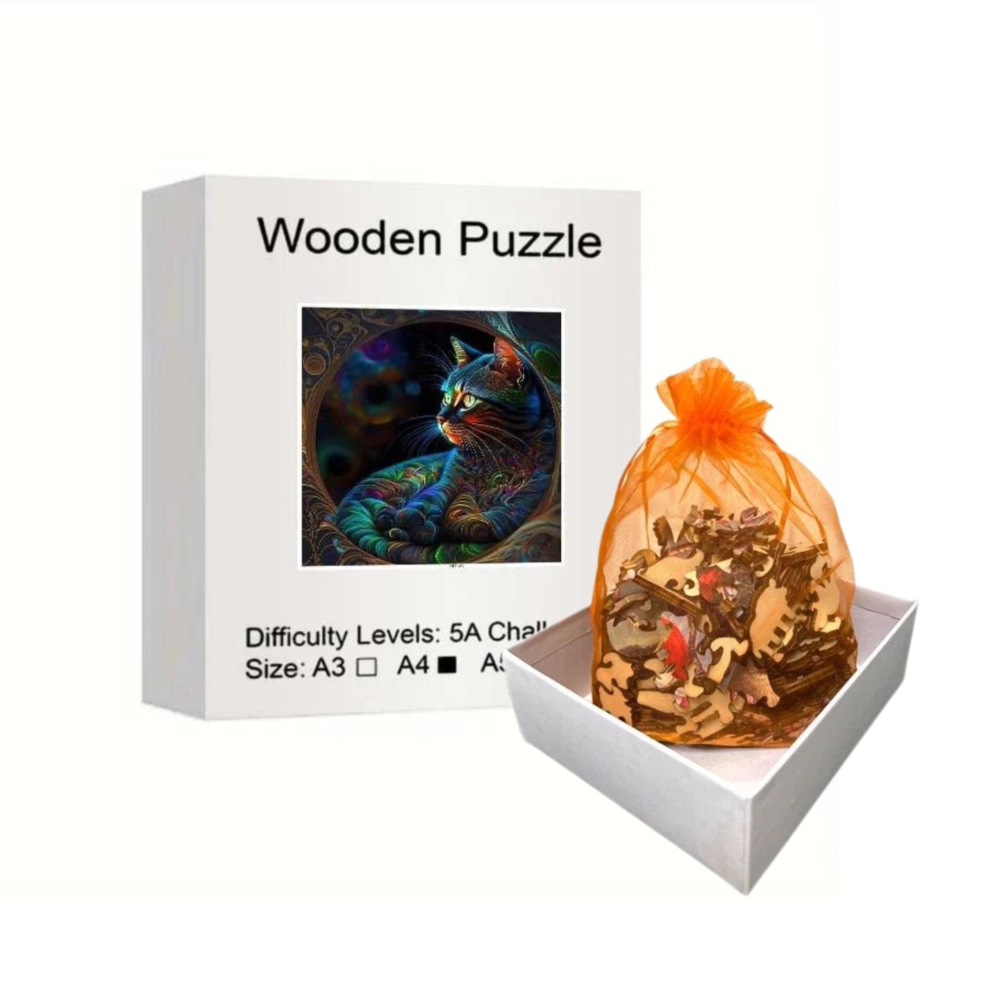 Puzzle 2D - Le Chat Captivant | MindWood Wonders