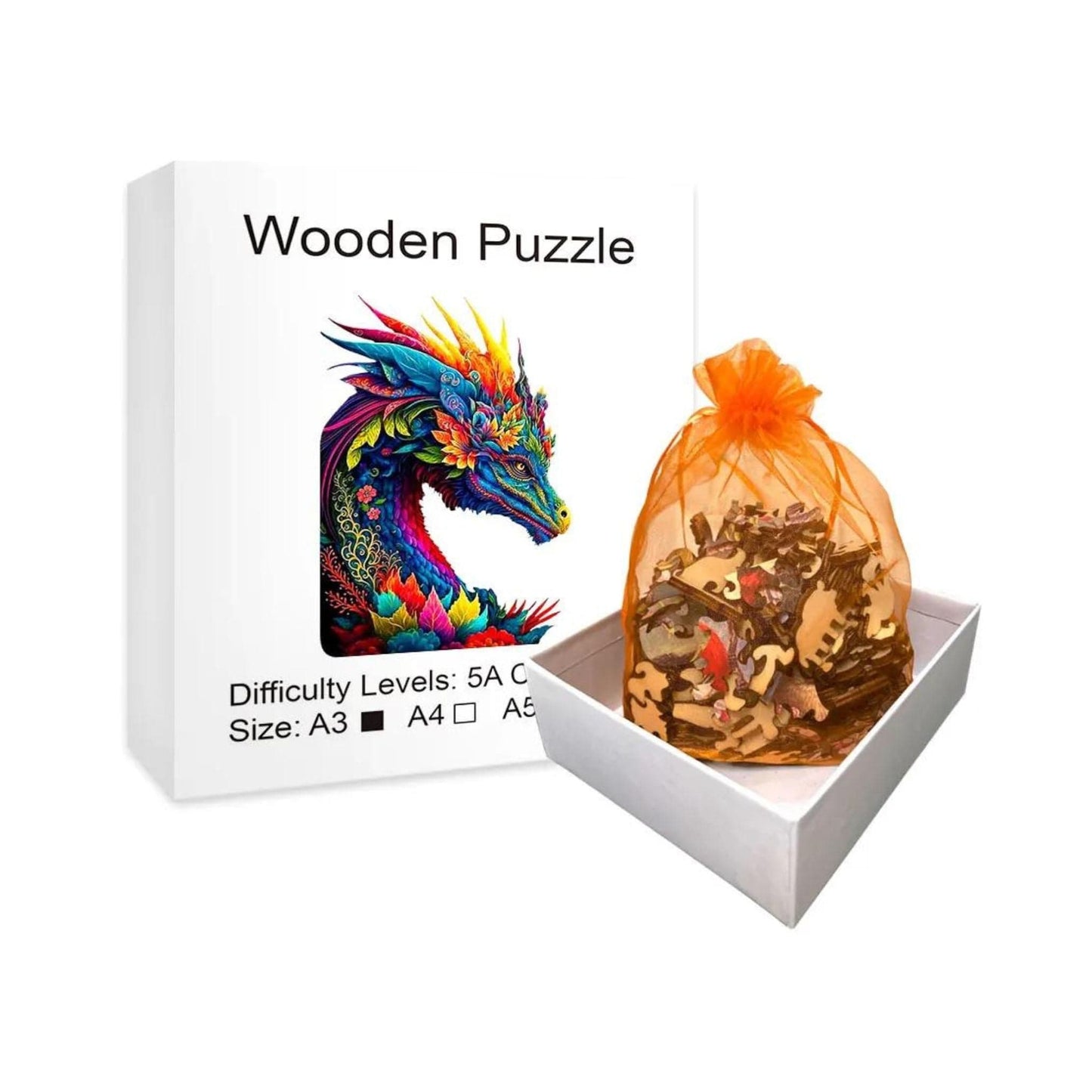 Puzzle 2D - Le Dragon Coloré | MindWood Wonders