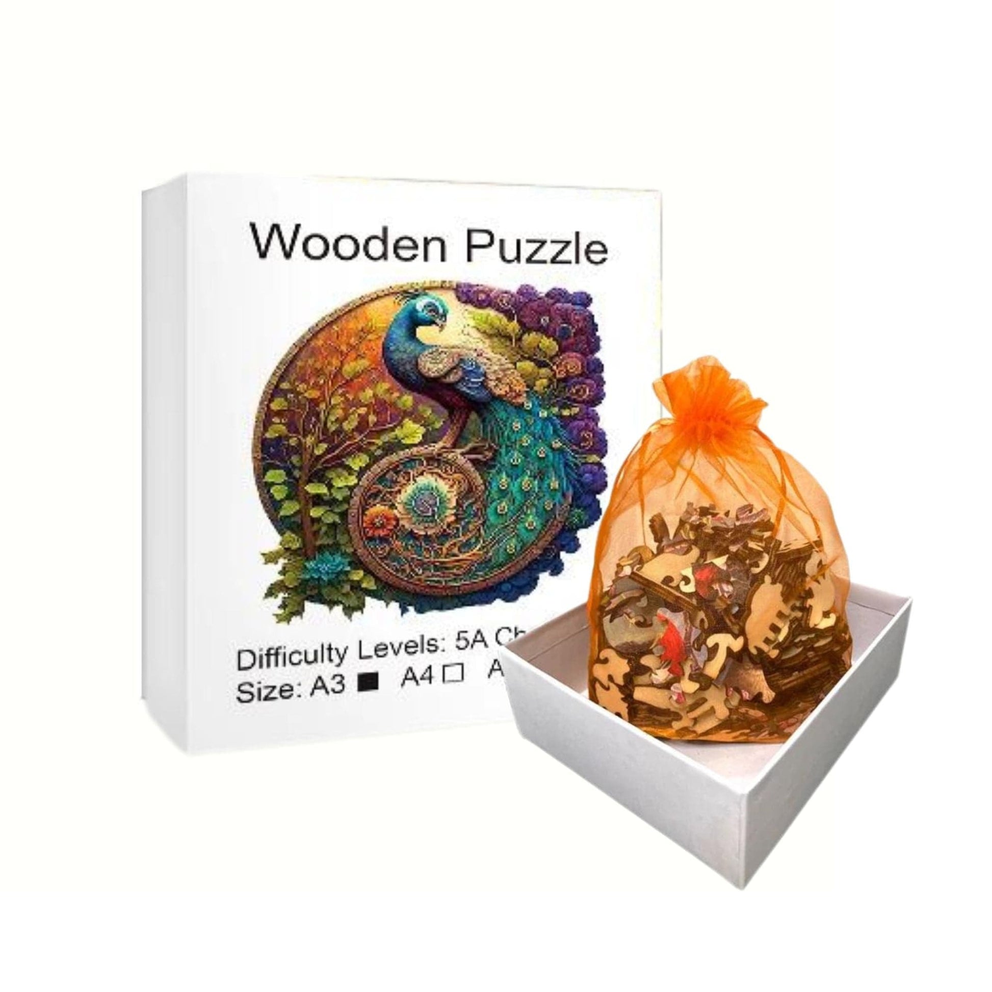 Puzzle 2D - Le Paon Majestueux | MindWood Wonders