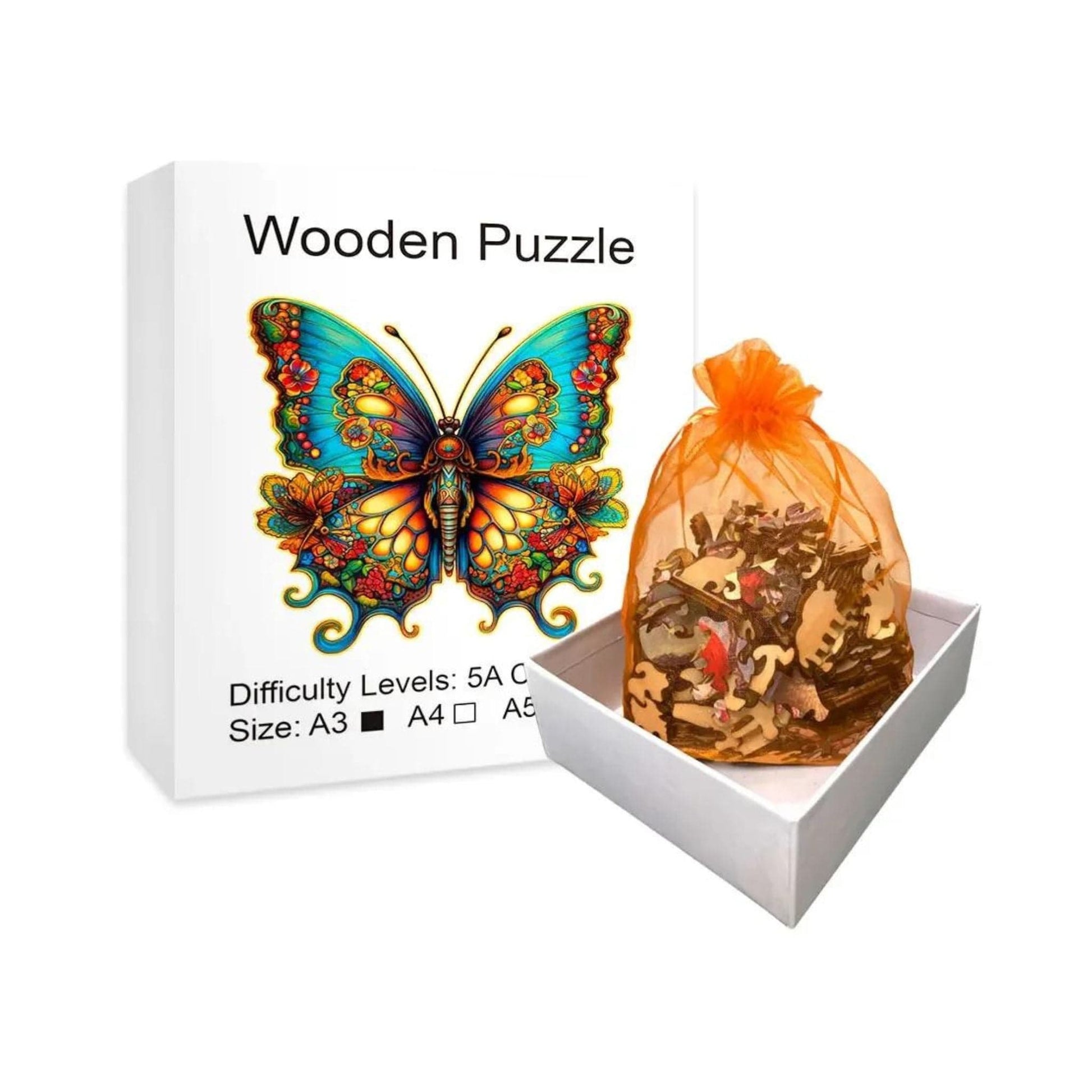 Puzzle 2D - Le Papillon Coloré | MindWood Wonders