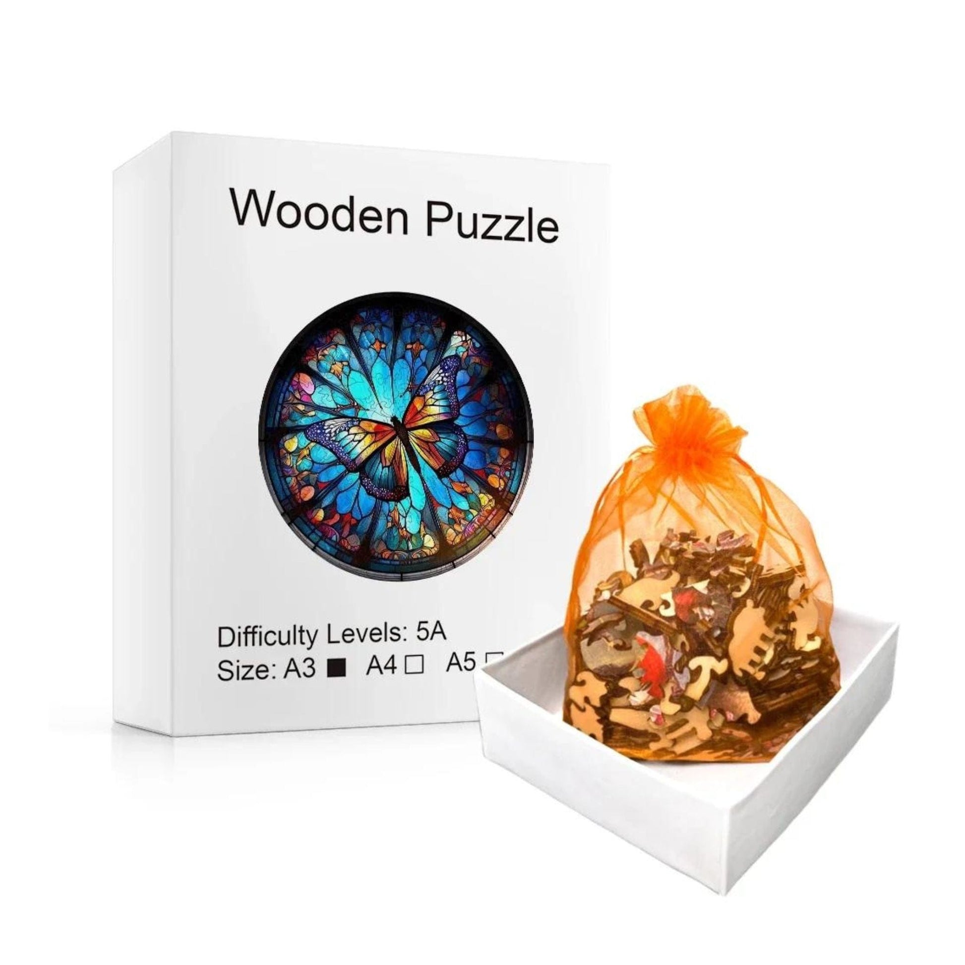 Puzzle 2D - Le Vitrail Papillon | MindWood Wonders