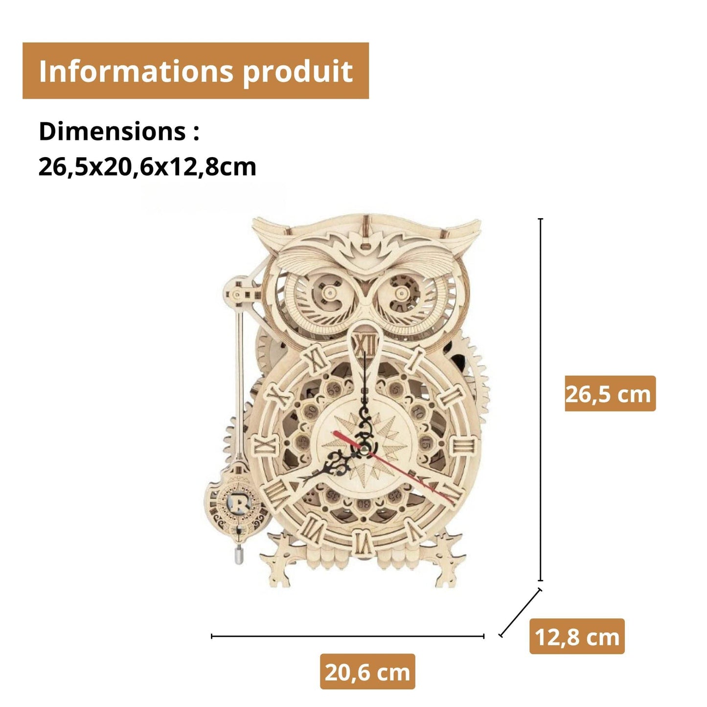 Puzzle 3D - L'Horloge Hibou | MindWood Wonders